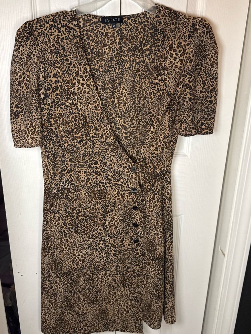 1. State Leopard-Print Wrap Midi Dress in Tan and Black